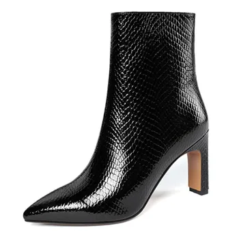 MEMUNIA 2020 karšto pardavimo lakinės odos batai moterų nurodė, kojų zip 8,5 cm aukšto kulno suknelė šalis batai ponios batai juoda