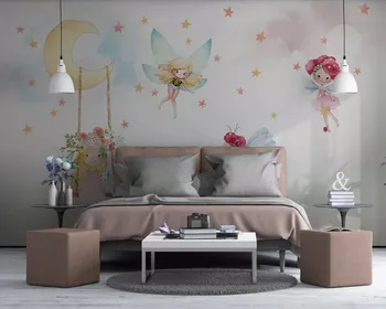 Mielas elf mergina vaikų animacinių filmų 3d tapetai papel de parede,gyvenamasis kambarys su sofa-lova, TV wall vaikai'room sienos dokumentų namų dekoro freskos