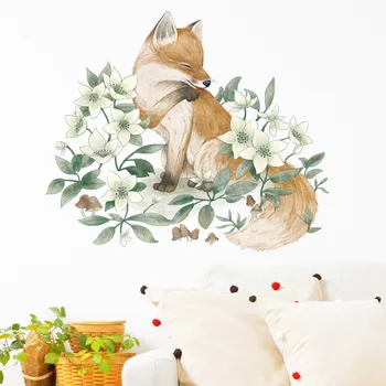 Mielas elnias fox Sienų Lipdukai Eco-friendly Sienos Plakatas Kambarį Lipdukas 3D Langų Apdailos Kūrybos Durų Lipdukas Namų Dekoro