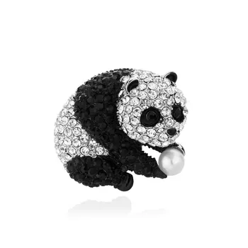 Mielas panda kalnų krištolas sagė kostiumas, džemperis pin moteris vaikų šalis gyvūnų sagės dovana