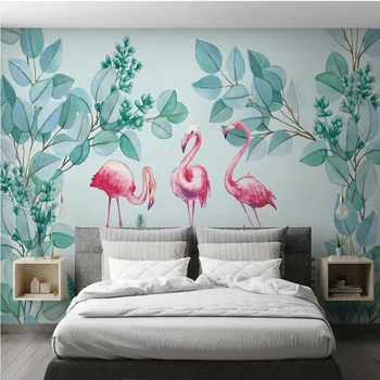 Milofi užsakymą didelis tapetai, freskos atogrąžų miškų augalų flamingo kambarį miegamojo sienos fone