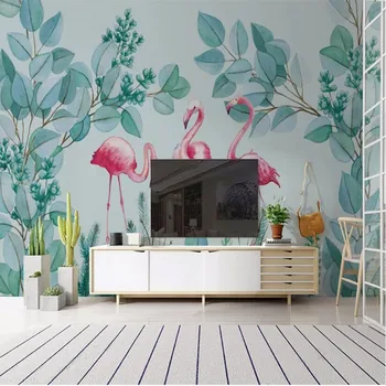 Milofi užsakymą didelis tapetai, freskos atogrąžų miškų augalų flamingo kambarį miegamojo sienos fone