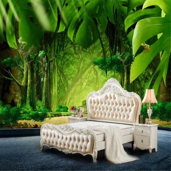 Milofi užsakymą didelis tapetai, freskos didelių kūrybinių peizažas miškų džiungles bananų lapų fone sienos