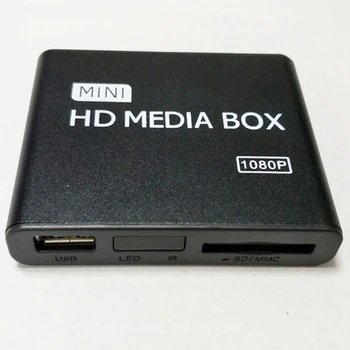 Mini Media Grotuvas 1080P HDD Media Box, TV Box Vaizdo daugialypės terpės Grotuvas, Full HD, su SD, MMC Card Reader 100Mpbs ES Plug