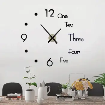 Modernaus Dizaino Sieninis Laikrodis aplinkosaugos ¾enklelis 3 Spalvų 3D Veidrodis Namų Dekoro TV Foną, Veidrodis, Sieninis Laikrodis Sienų Lipdukai Akrilo