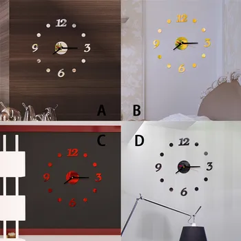 Modernus Sieninis Laikrodis 3d Veidrodis Lipdukas Unikalus ir Didelis Skaičius Watch 