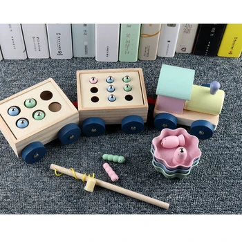 Montessor Kūdikių Mediniai Žaislai, 3D Puzzle Ankstyvojo Švietimo Žaislai Sugauti Žaidimas Kirminas Spalvų Pažinimo Magneti Žaislai