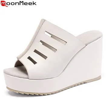 MoonMeek 2020 metų vasaros sandalai moterims peep toe platforma, ponios batai atsitiktinis slingback pleištai batai moteriška laisvalaikio moterų sandalai
