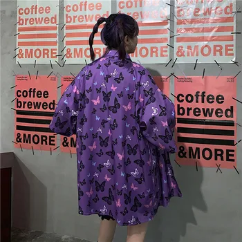 Moterys, Ponios Negabaritinių Palaidinė Vintage Marškinėliai Mygtuką Iki Megztinis Marškinėliai Korėjos Stiliaus Ulzzang Streetwear Harajuku Atsitiktinis Ilgai Laisvas