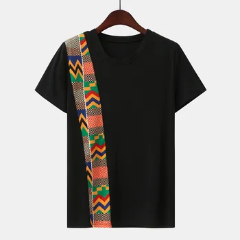 Moterų Afrikos Print T-Shirt O Kaklo trumpomis Rankovėmis Atsitiktinis Tee Topai Marškinėliai Streetwear Marškinėlius Moterims Geometrc Kratinys Marškinėliai