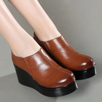 Moterų aukštakulniai batai, suapvalinti tne batai pavasarį ir rudenį trumpas batai natūralios odos įkrovos sys s-912