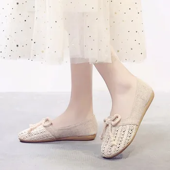 Moterų butas batai 2020 m. Pavasarį seklių nagų mados audimo patogus, lengvas, minkštas lankas Mori moteriški platforminiai batai U19-75
