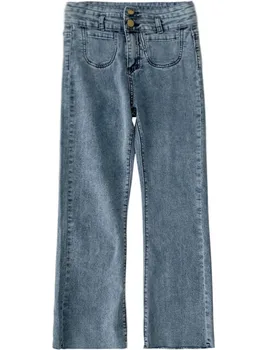 Moterų Džinsus 2021 M. Pavasarį Streetwear Y2k Aukšto Juosmens Džinsai Išplautą Senovinių Klasikinių Kelnių E Mergaitė Tiesiai Pants