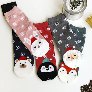 Moterų kojinės lady kalėdų NAUJŲ kojinių mados žiemos mielas vilnos 3d ponios moterų šilumos šiltas Animacinių filmų kojinės