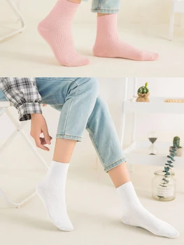 Moterų medvilnės kojinės, paprastas, paprastas, nereikia spaudimo, kvėpuojantis, pavasario, vasaros, rudens, žiemos. Dydžiai Tik. Chachacha Parduotuvė