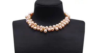 Moterų Papuošalai gamtos perlas 10mm vandens lašelius rožinė baroko gėlavandenių perlų vėrinį dovana 17