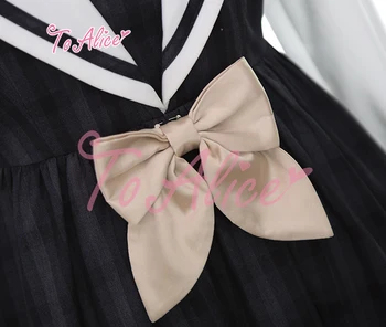 Moterų Preppy Stiliaus Karūnos Siuvinėjimo Pledas Patikrinimus Sailor Apykaklės Lolita Dress Žiemos Ilgos Rankovės Mielas Lankas Pin Vienas Gabalas