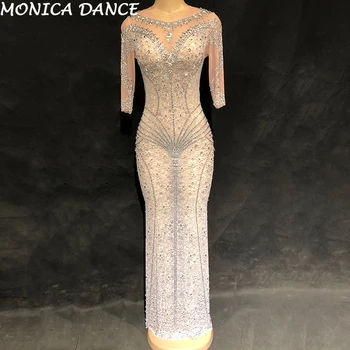 Moterų Sexy Ju Siūlų Ilga Suknelė trumpomis Rankovėmis Putojantis Kristalai 3D Atspausdintas Gėlėmis naktiniame klube Vestuvių, Gimtadienio Dėvėti Kostiumai