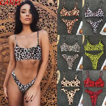 Moterų Sexy, Leopardas Bikini Komplektas, Push-up UnPadded Liemenėlė maudymosi kostiumėlis Triangle Bather Rinkinys