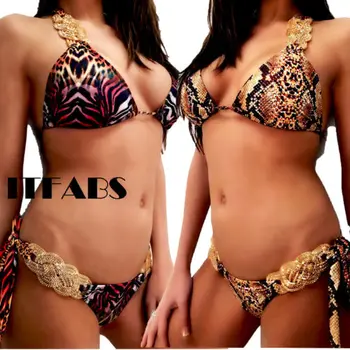 Moterų Sexy, Leopardas spausdinimui Nėrimo Tvarstis Bikini Komplektas 2vnt Ponios e Push-up Paminkštintas Bikini maudymosi kostiumėlį, maudymosi Kostiumėliai, Maudymosi Kostiumą