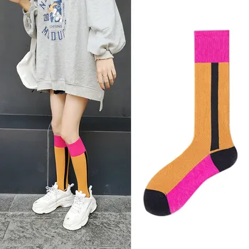 Moterų Terry rudens ir žiemos viduryje vamzdis sweet pink houndstooth dizaino ilgas kojines moterims aukštakulniais kojinės