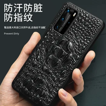 Natūralios Odos Prabangus 3d Krokodilo Galva Telefoną Atveju Huawei P40 30 P20 Pro Dangtelį Atvejais