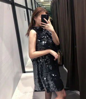Nauja Moteriška Suknelė China Šalis, Naktį Be Rankovių Mados Blizga Klubas Moteris Suknelės Aukščiau Kelių, O Mini-Kaklas Elegantiškas Blizgučiais-Line