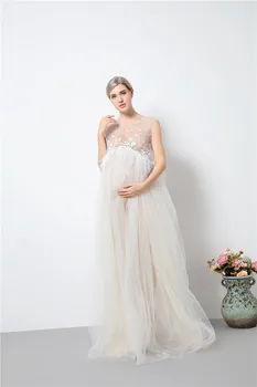 Nauja Motinystės Fotografija Rekvizitai Motinystės Suknelės Vienspalviai Voile Maxi Suknelės Rankovių Nėščioms Moterims Nėštumo Suknelė