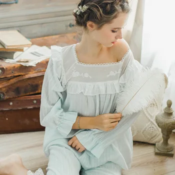 Nauja Rudens ir Žiemos Moterys Princesė Medvilnės Leisurewear Pižama Nustatyti Moterų Pyjimas Sleepwear Europos Retro Clothings QW1702