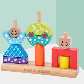 Nauja Saulė ir Mėnulis, Diena ir Naktis Vaikų Statyba Puzzle Kūrybinis Žaislas Daugiafunkcinis Pastatas Scenarijus