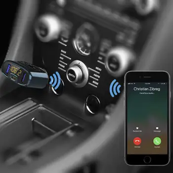 Naujas C52S Bluetooth 4.2 MP3 Grotuvas, laisvų Rankų Automobilinis FM Siųstuvas, U disko parama QC2.0 3.1 Greitai Dual USB Maitinimo Adapteris Įkroviklis