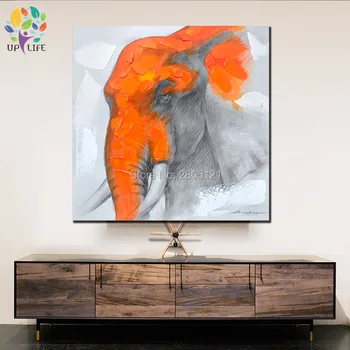 Naujas Dizainas modernus abstrakčios drobės meno tapybos dramblys naftos paveikslai balta oranžinė sienos nuotrauka už kambarį apdaila