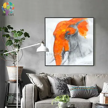Naujas Dizainas modernus abstrakčios drobės meno tapybos dramblys naftos paveikslai balta oranžinė sienos nuotrauka už kambarį apdaila