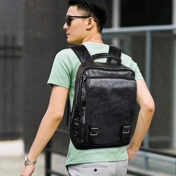 Naujas korėjos mados tendencija vyrų kuprinė studentų kelionės sagtis PU odos maišas