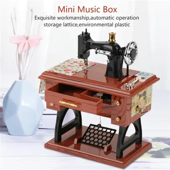 Naujas Lašas laivybos Mini Siuvimo Mašina Music Box Vintage Retro Siuvimo Clockwork Music Box Gimtadienio Dovana Lentelė Namų Puošybai