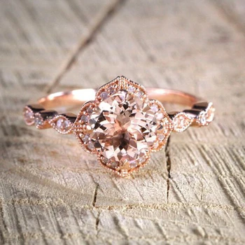 Naujas Mados 2VNT/Komplektas rožinė Aukso Vestuvių Žiedas Crystal Nustatyti Išskirtinį Vestuvių Grakštus Unikalus Žiedai Dovanos