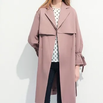 Naujas Mados Atvartas Apykaklės Harajuku Tranšėjos Paltai Korėjos Kietas Juostinės Moterų Ilgas Švarkelis Streetwear Palaidi Tinka Rudenį, Paltai