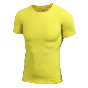 Naujas Mados Aukšto elastingumo Sporto marškinėliai Vyrams trumpomis Rankovėmis Fitneso marškinėliai vyriški kietos salės Kultūrizmo marškinėliai Tee drabužiai