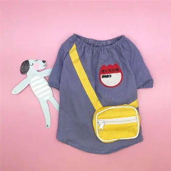 Naujas Paprastas Mados Medvilnės Pet Drabužiai Japonijos mokyklinę Uniformą Mielas Maišelį T-shirt Įspūdingi Teddy veislės kalytę Riebalų Šuo