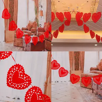 Naujas Romantiškas Vestuvių Dekoro Raudona Širdis Myli Neaustinės Medžiagos Audinys Vėliavos Šalies Girliandą Vestuvių Įvykis, Reklama Starta Apdaila 3 Metrų