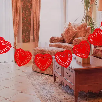 Naujas Romantiškas Vestuvių Dekoro Raudona Širdis Myli Neaustinės Medžiagos Audinys Vėliavos Šalies Girliandą Vestuvių Įvykis, Reklama Starta Apdaila 3 Metrų