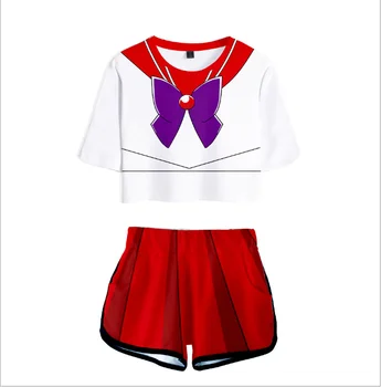 Naujas Sailor Moon T-shirt cosplay kostiumų terylene trumpas Tees