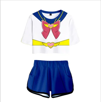 Naujas Sailor Moon T-shirt cosplay kostiumų terylene trumpas Tees