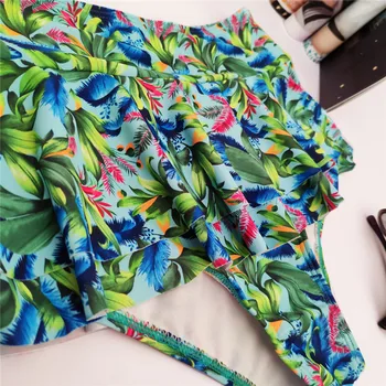 Naujas Seksualus Sijonas Bikini Moterims maudymosi kostiumėlį Kelių Sluoksnių Dugną maudymosi Kostiumėliai, S-XL Mergina Gėlių Spausdinti Maudymosi Kostiumą, Backless Apynasrio Bikini Komplektas