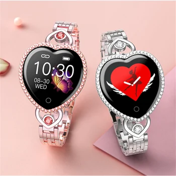 Naujas T52S Moterų Smart Watch Mados Deimantų Nustatymo Širdies Formos Smartwatch Fitneso Tracking Širdies ritmo Aptikimo Oras Ekranas