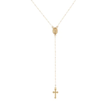 Naujas Vintage Gold/Rose Gold Krikščionių Kryžius Bohemijos Religinių Rožinio Pakabukas Karoliai Moterų Žavesio Papuošalai, Dovanos