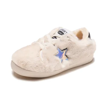 Naujas žiemos Kūdikių Mergaitės Berniukai Medvilnės batai 2019 Star Laisvalaikio Bateliai Mergaitėms Berniukai Moterų Batai Su Pliušinis Lauko Šiltas Sneaker