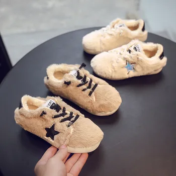Naujas žiemos Kūdikių Mergaitės Berniukai Medvilnės batai 2019 Star Laisvalaikio Bateliai Mergaitėms Berniukai Moterų Batai Su Pliušinis Lauko Šiltas Sneaker