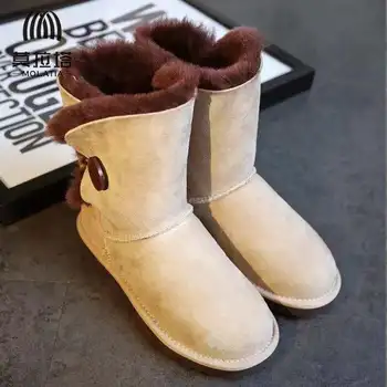 Naujausi aukštos kokybės sniego batai Europoje 2019, užfiksuotas moterų batai, nekilnojamojo avikailio, natūrali vilna, šešių spalvų