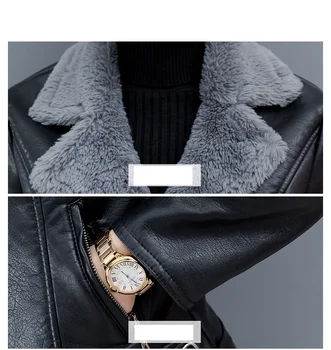 Nauji moteriški švarkai Rudens Žiemos drabužių ir aksomo Trumpi odiniai paltai ilgomis rankovėmis Viršūnes mados PU odos Viršutiniai drabužiai 4X 5XL